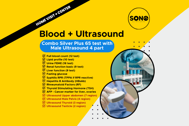 Men's Health Combo: Silver Plus 65 Blood Test + 4-Part Ultrasound Scan